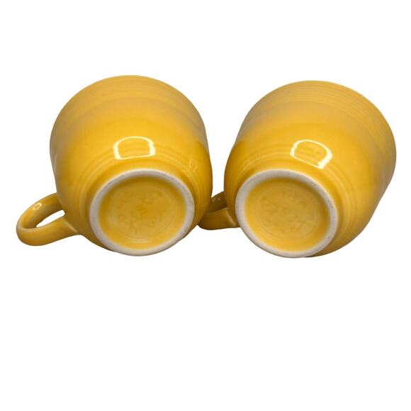 Fiestaware Pair Sunflower Yellow Tea Cups Homer Laughlin Fiesta Ceramic 7 3/4 Oz - Picture 7 of 9